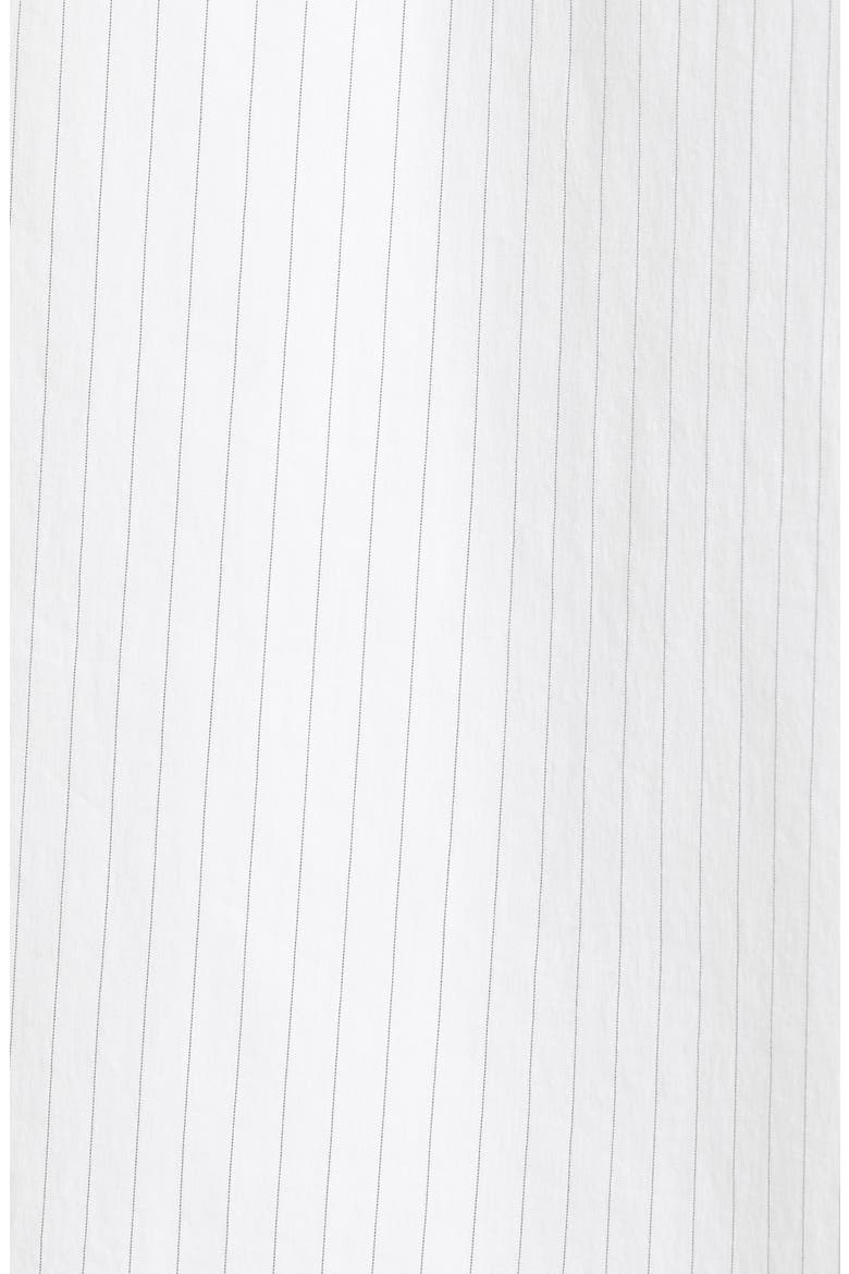Classic Stripe Band Collar Cotton Blend Shirt, Alternate, color, WHITE/ BLACK