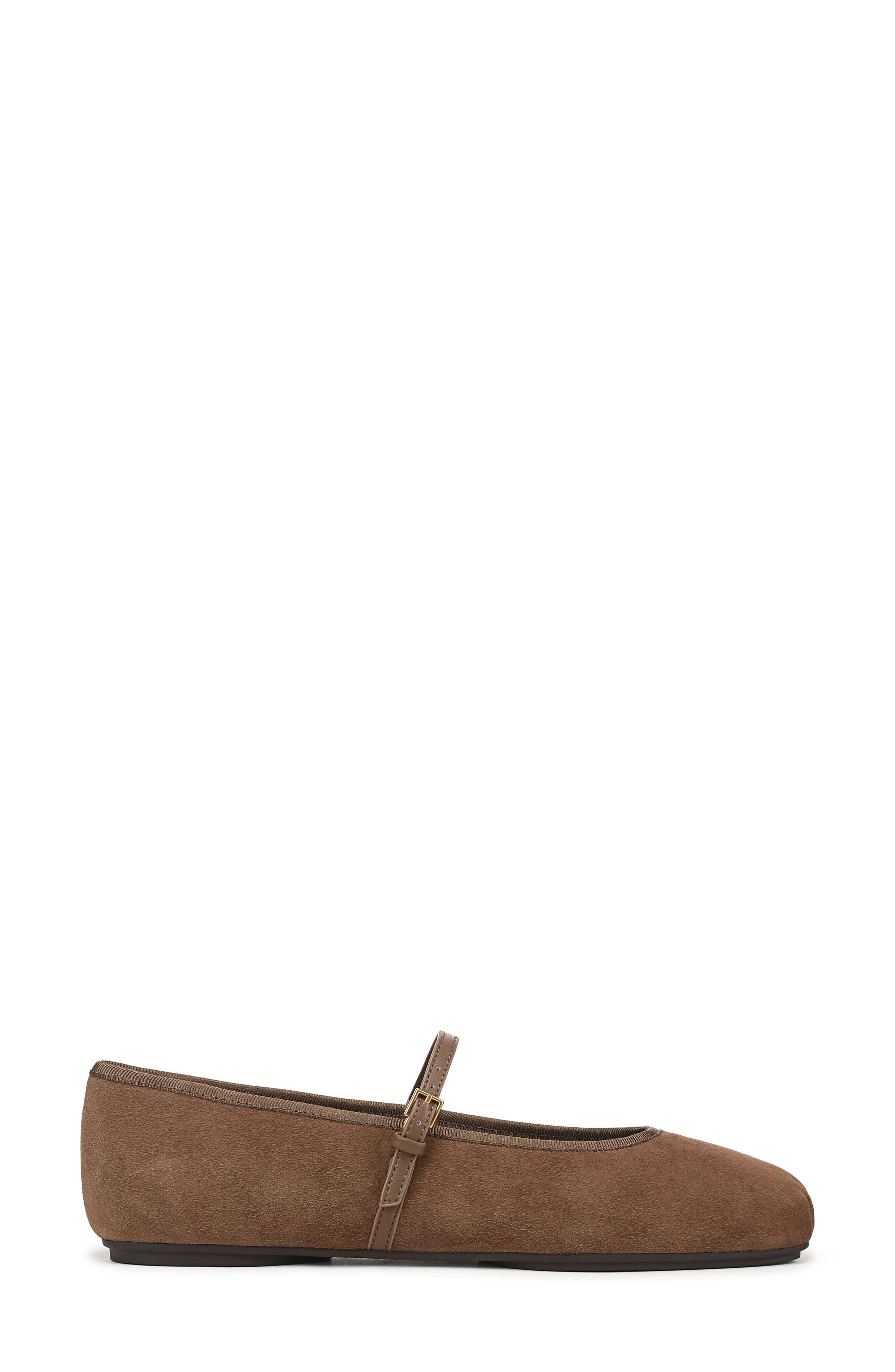 Oriel Ballet Flat, Alternate, color, DARK BROWN SUEDE