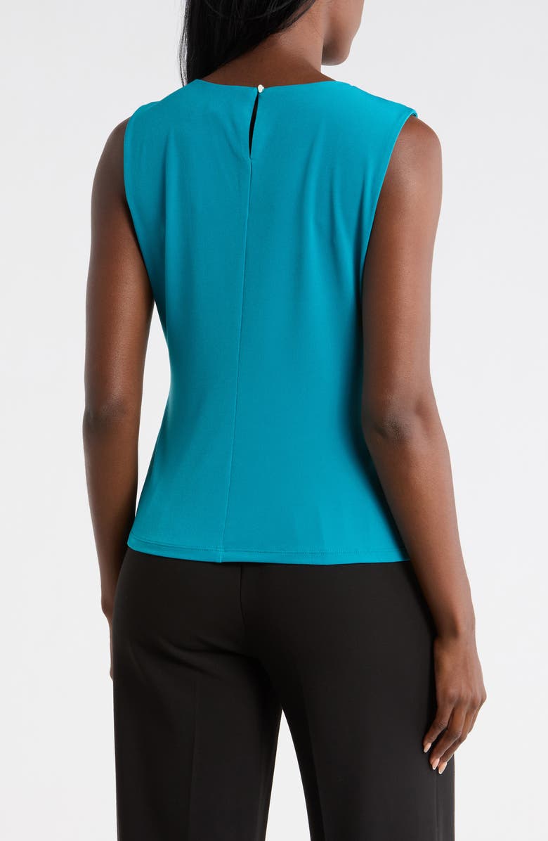 Calvin Klein Solid Pleated Front Sleeveless Top, Alternate, color, Petrol