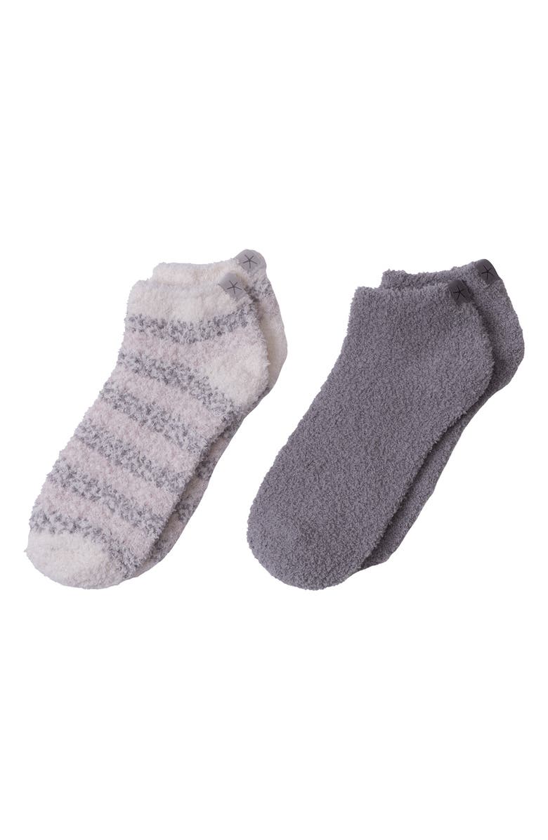 Barefoot Dreams<sup>®</sup> CozyChic<sup>®</sup> Heathered Stripe Ankle Socks, Main, color, Dove Gray Multi