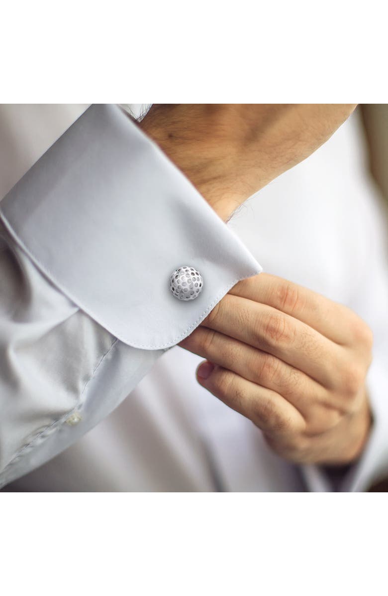 Jan Leslie Golf Ball and Tee Sterling Cufflinks, Alternate, color, Blue