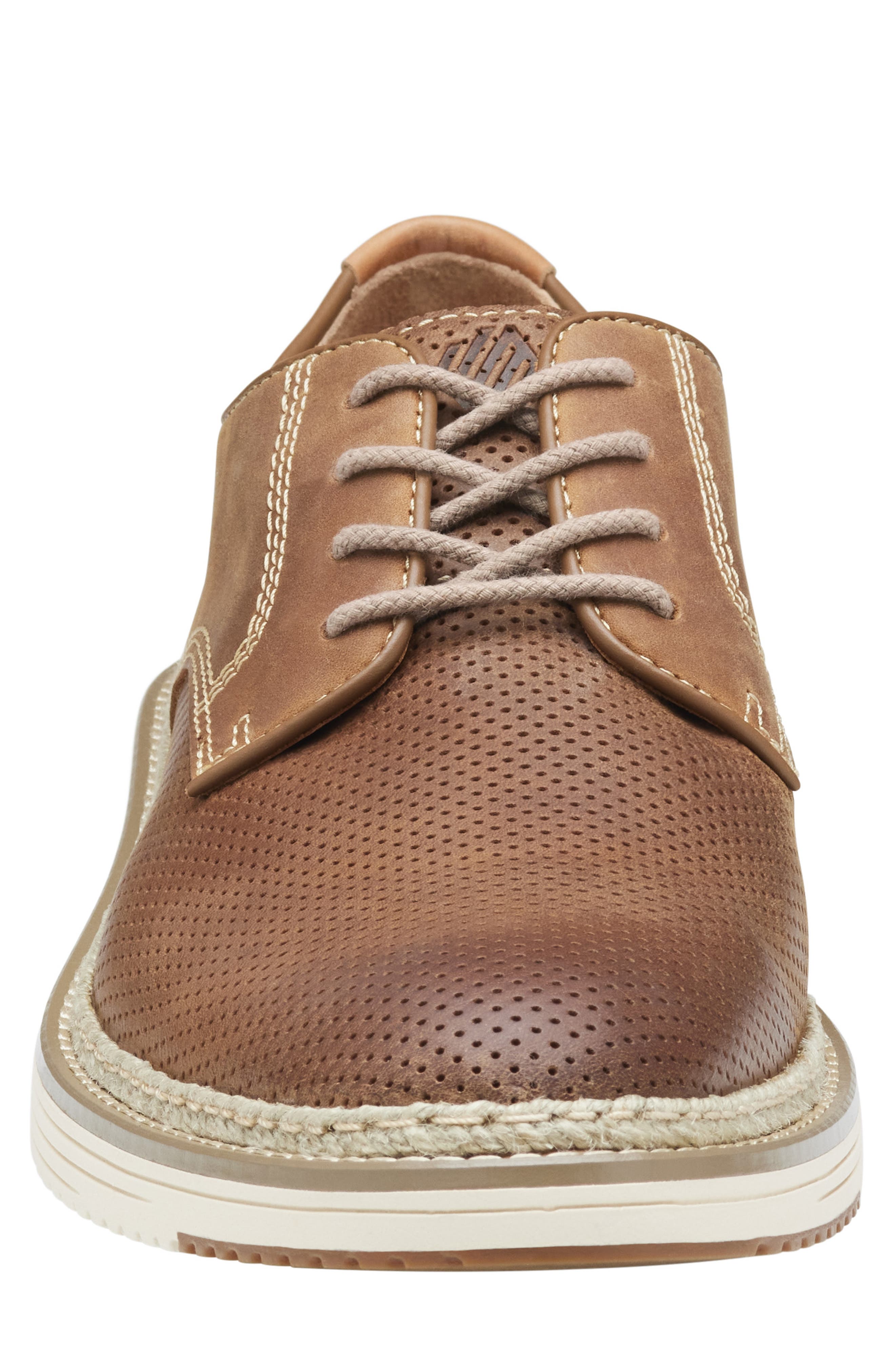 Johnston & Murphy Upton Perforated Plain Toe Derby, Alternate, color, Brown Oiled Full Grain