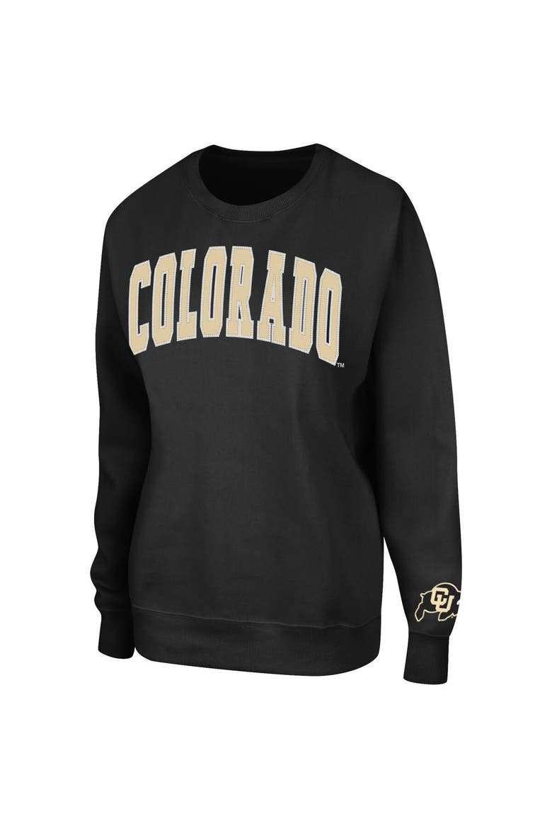 Women's Colosseum Black Colorado Buffaloes Campanile Pullover Sweatshirt, Alternate, color, Black