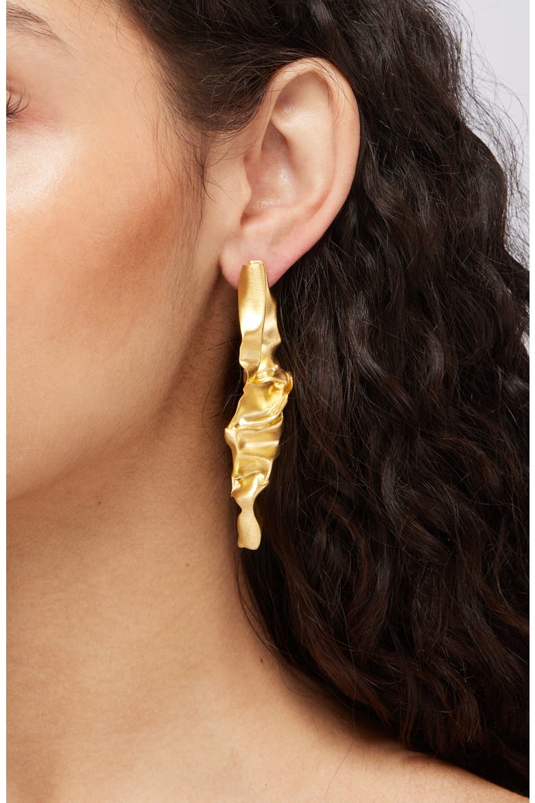 Pearl & Ceramic Mismatched Drop Earrings, Alternate, color, 18CT GOLD PLATED