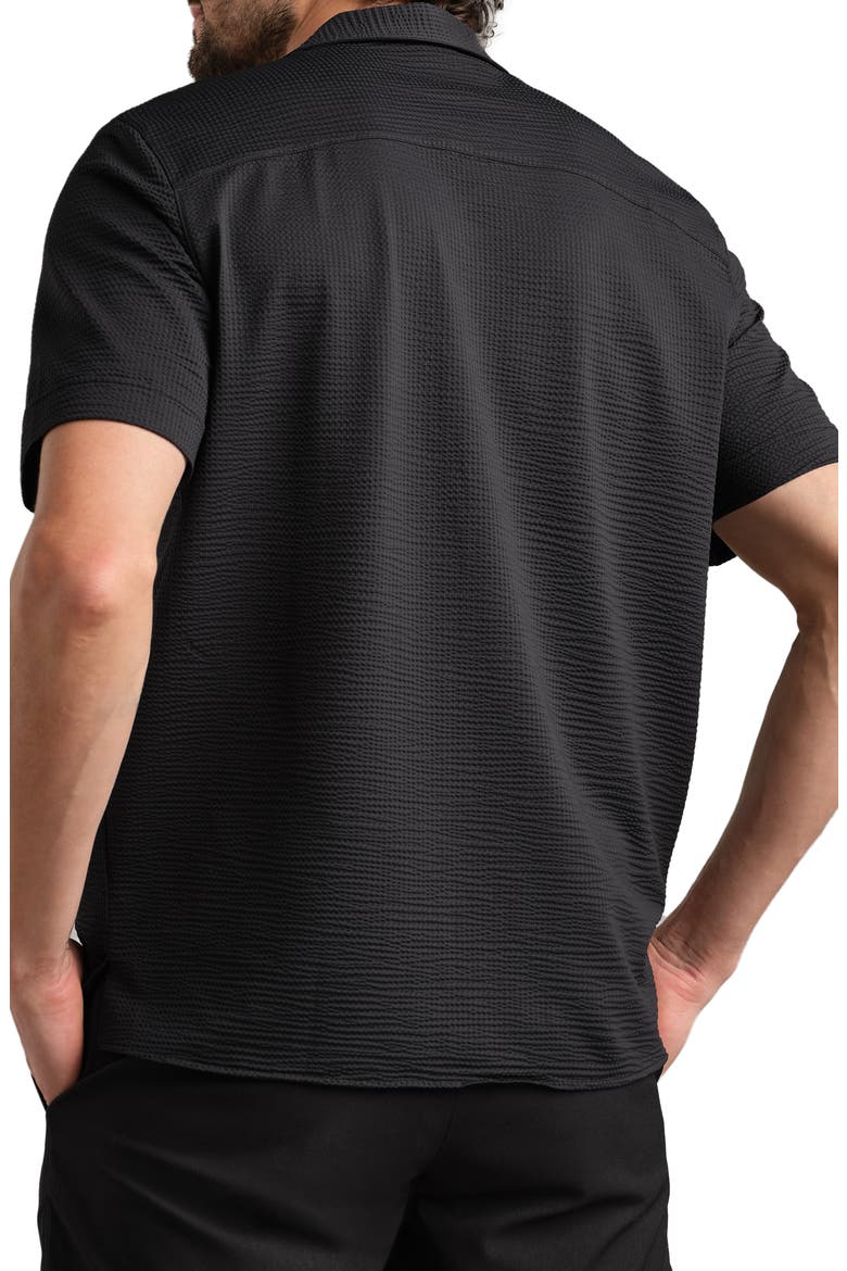 Commuter Seersucker Camp Shirt, Alternate, color, BLACK