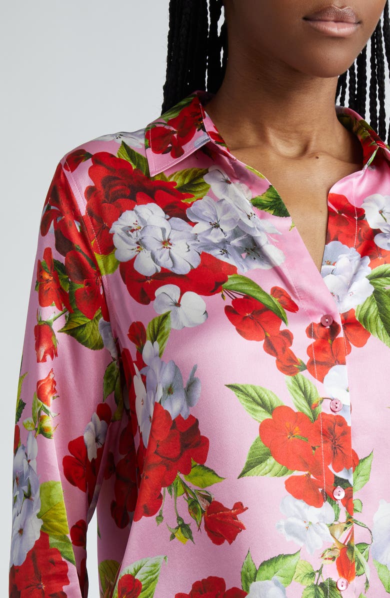 L'AGENCE Tyler Floral Silk Button-Up Shirt, Alternate, color, 