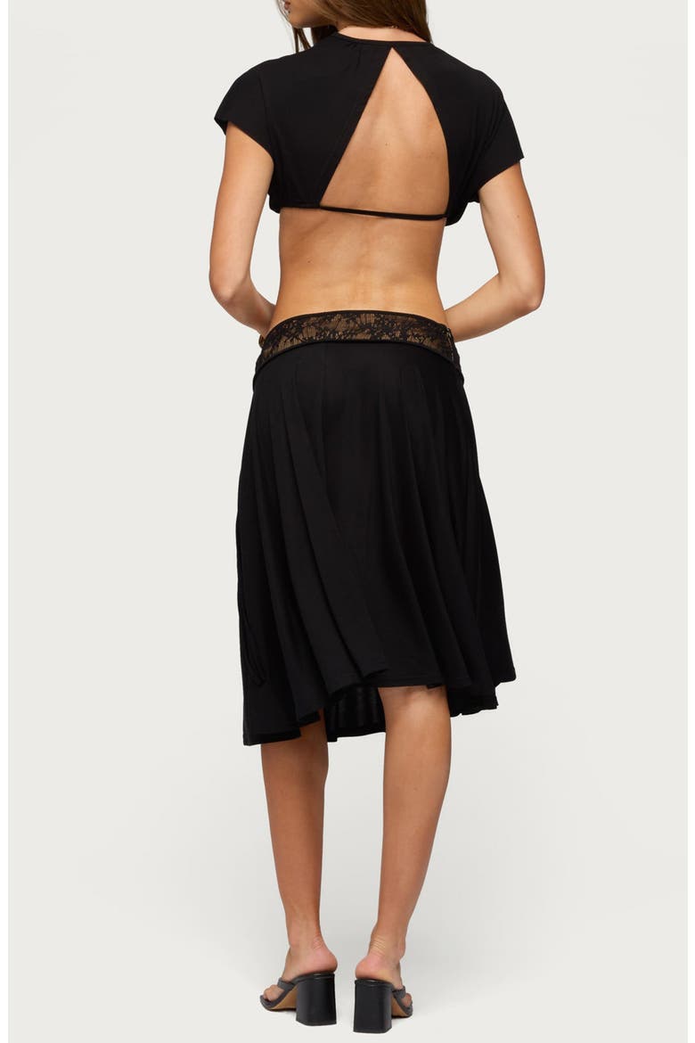 Kaylea Tie Front Open Back Top, Alternate, color, BLACK