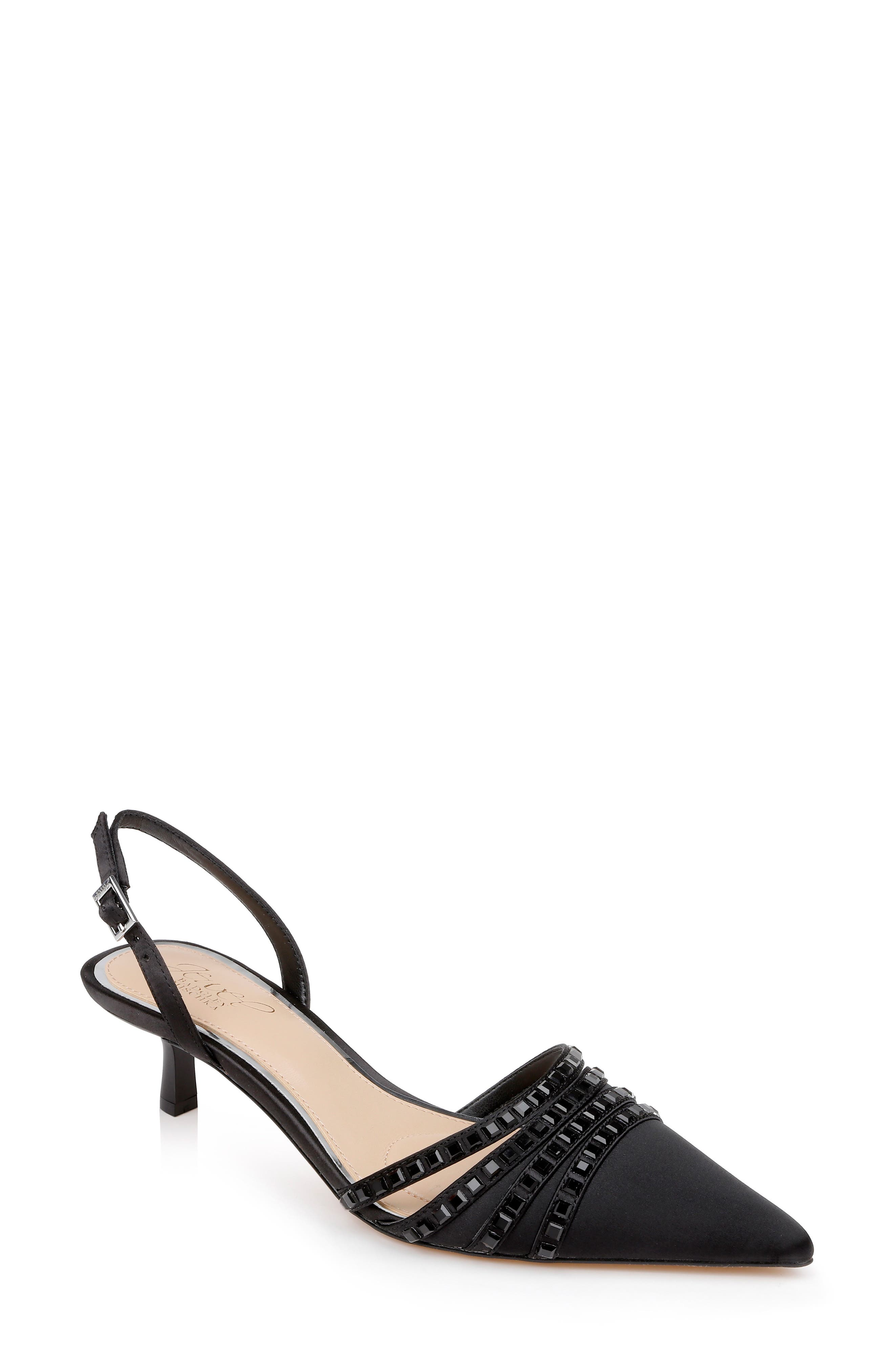 Jewel Badgley Mischka Katalina Slingback Pointed Toe Kitten Heel Pump, Main, color, 