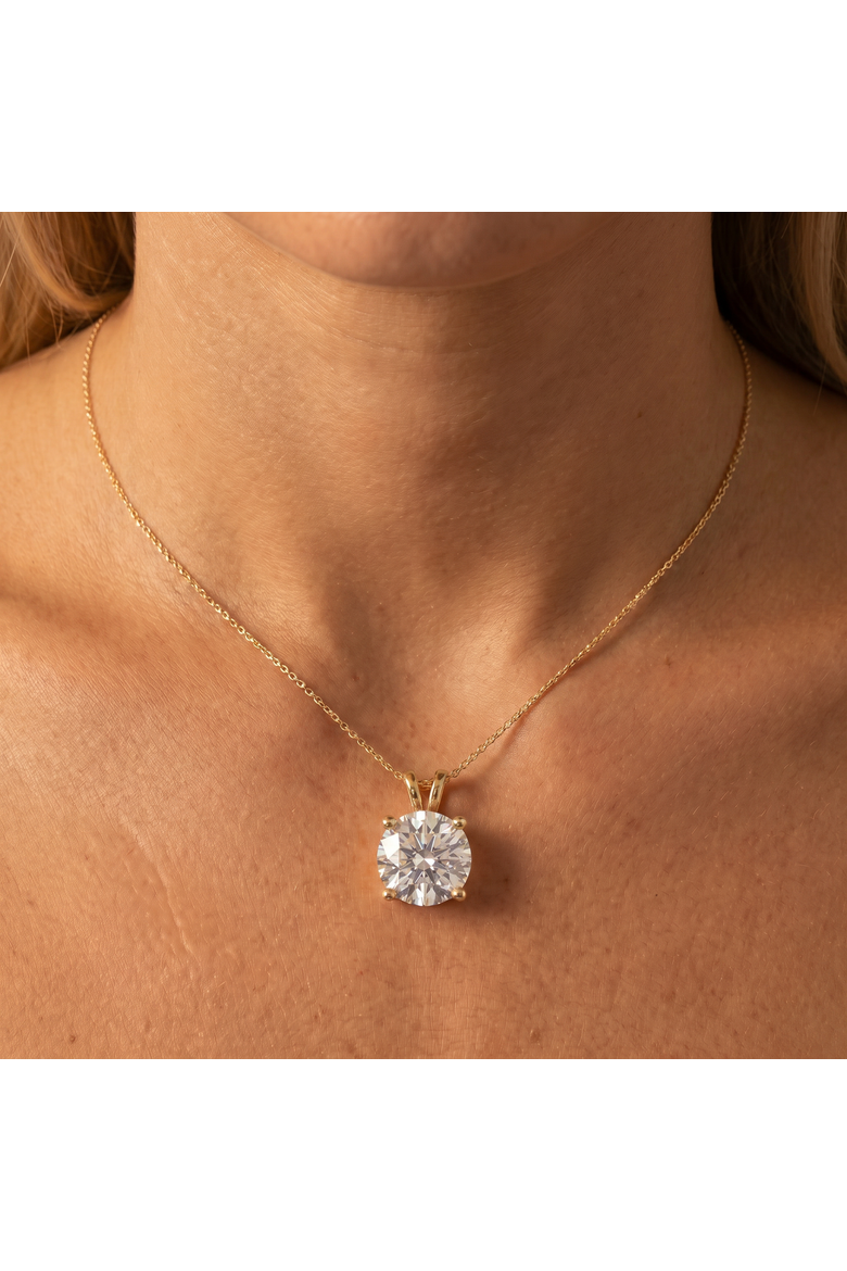 Certified 5Ct VS Solitaire Diamond Pendant 14k Gold Lab Grown Necklace, Alternate, color, 14k Yellow Gold