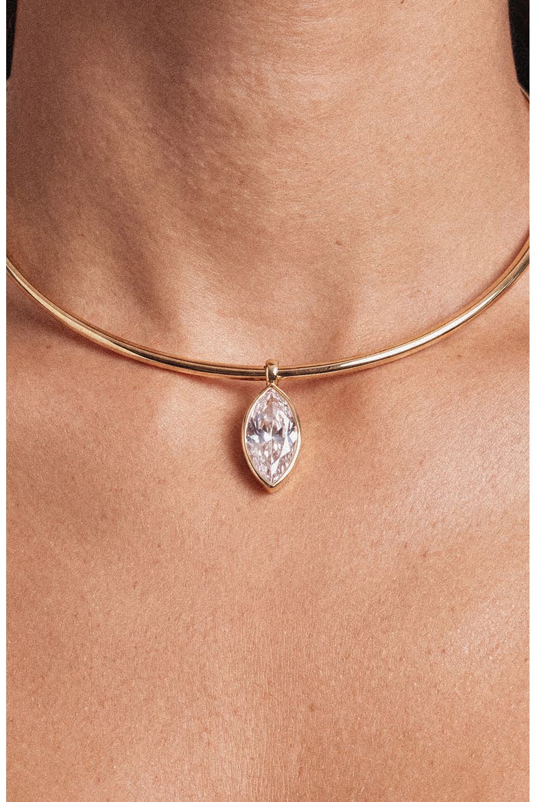 Marquise Glass Pendant Collar Necklace, Alternate, color, CLEAR