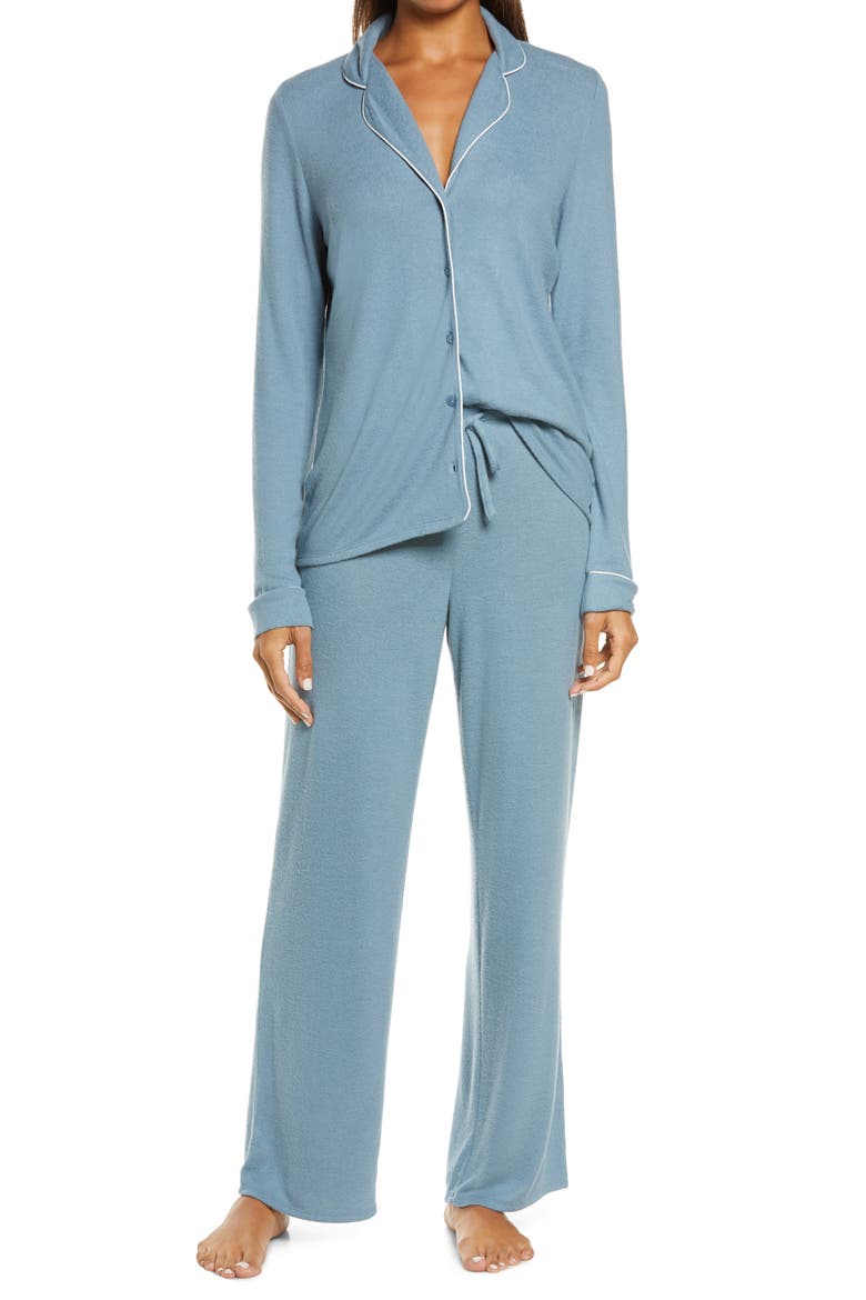 Brushed Hacci Pajamas, Main, color, BLUE CITADEL