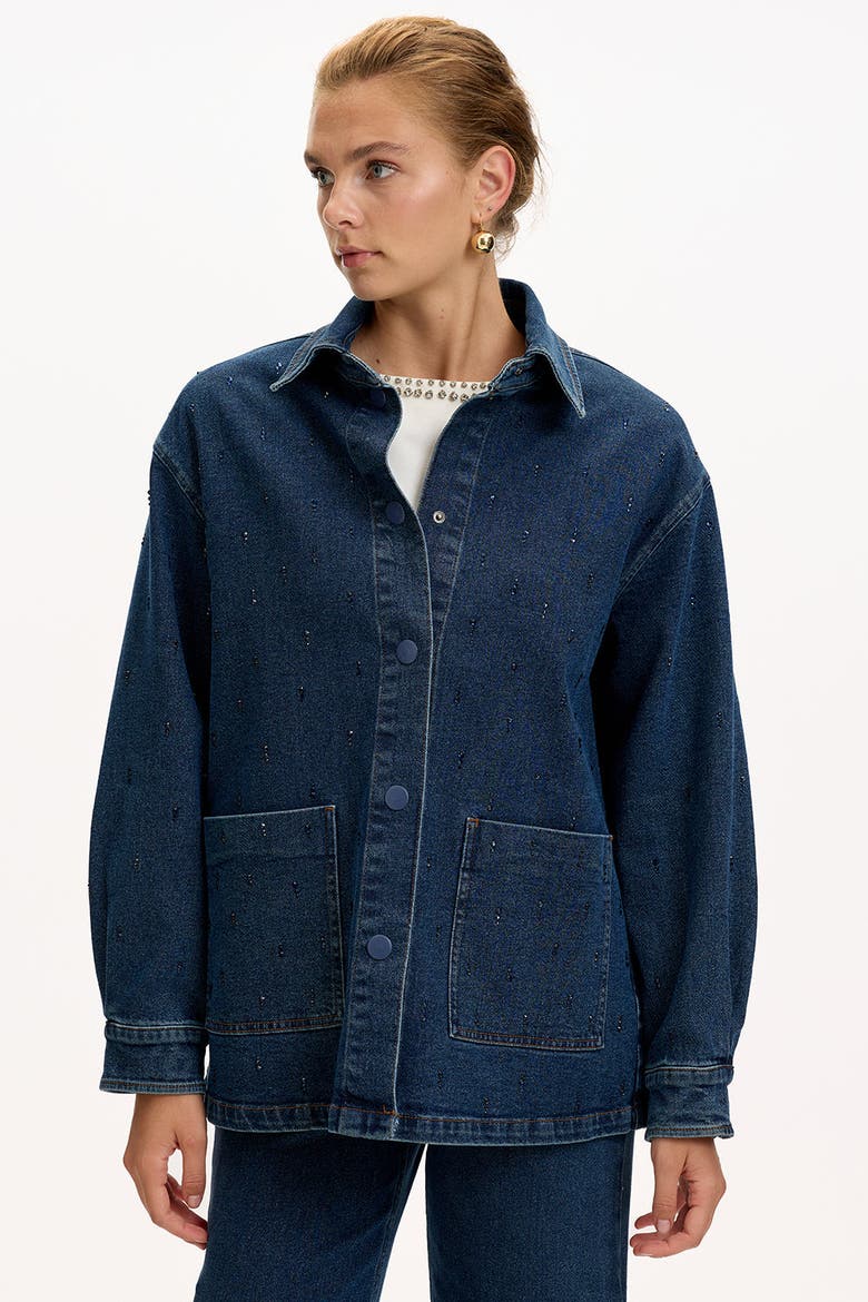 Jazmyne Denim Jacket, Alternate, color, INDIGO