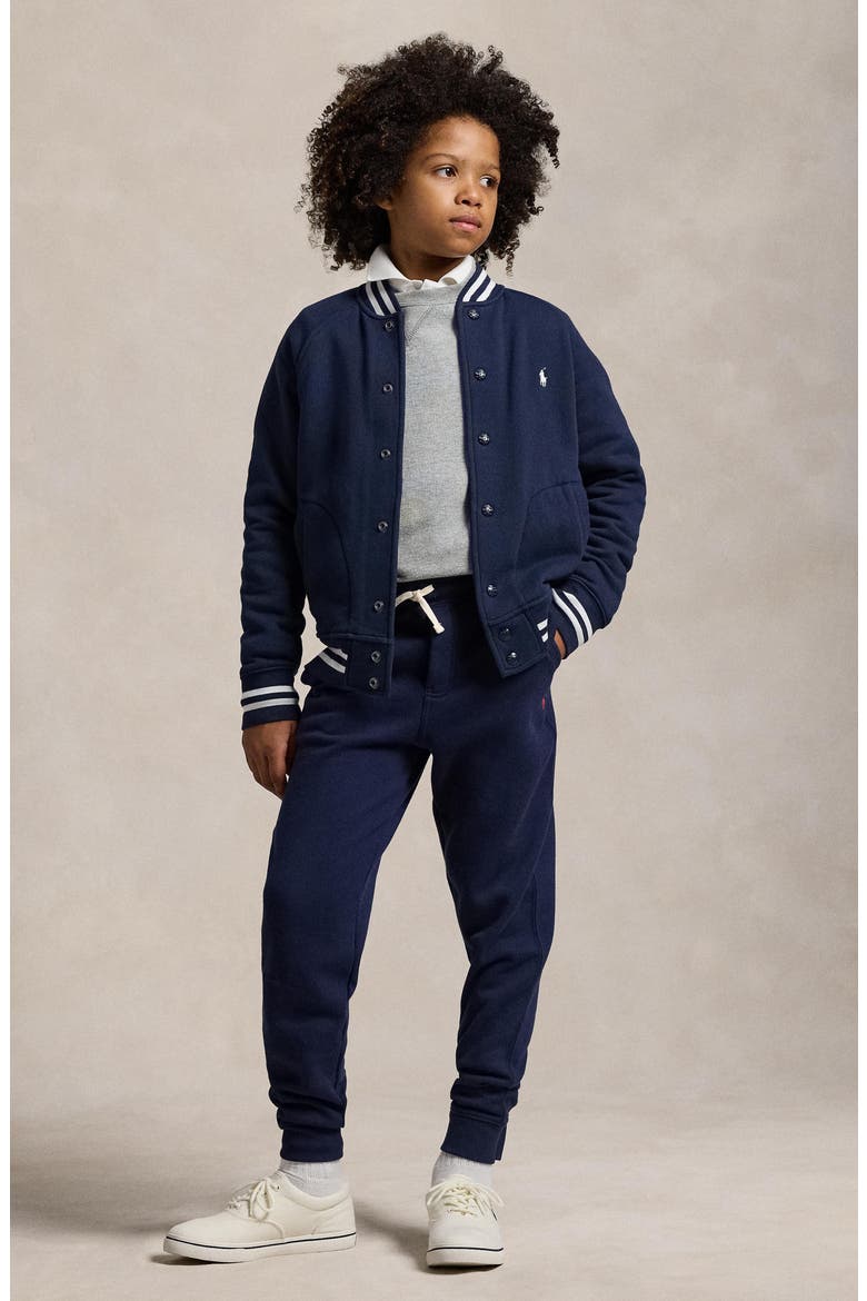 Kids' Fleece Snap-Up Jacket, Alternate, color, REFINED NAVY