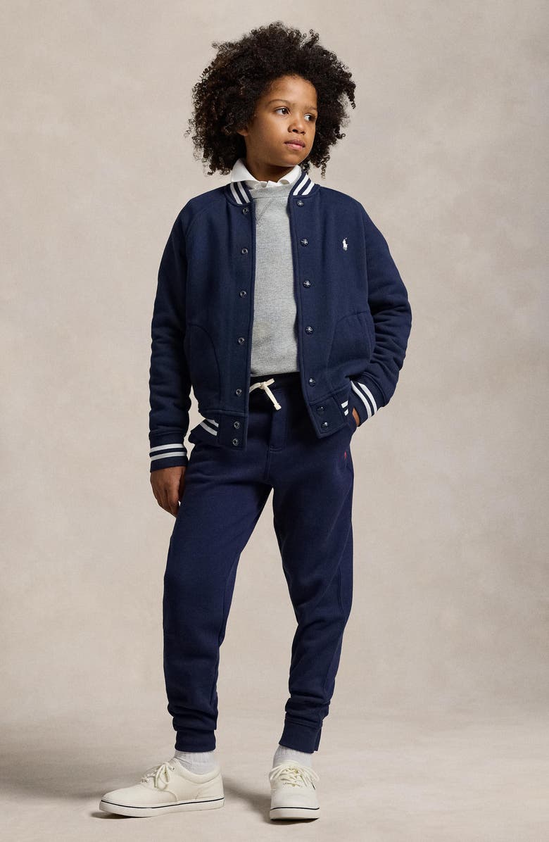 Polo Ralph Lauren Kids' Fleece Snap-Up Jacket, Alternate, color, Refined Navy