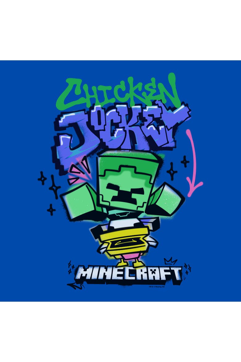Boy's Minecraft Chicken Jockey Spray  Graphic T-Shirt, Alternate, color, Royal Blue