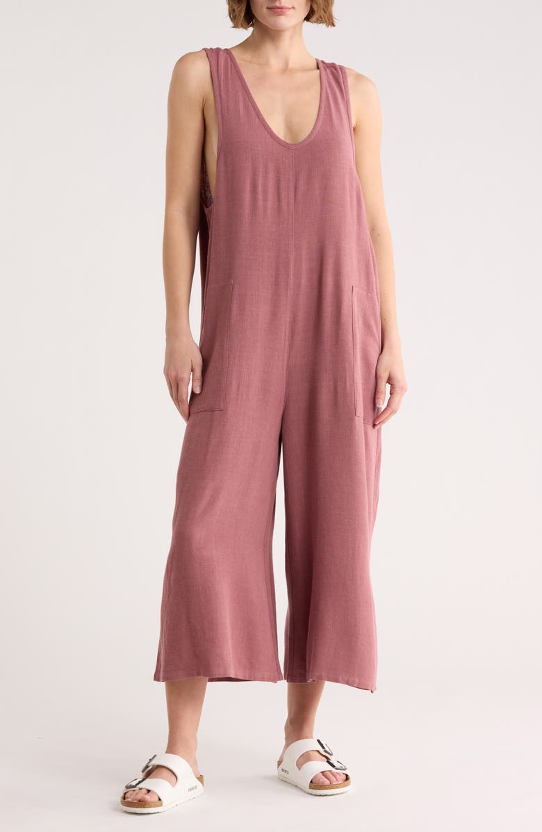 Treasure & Bond Sleeveless Wide Leg Jumpsuit, Main, color, Brown Rose