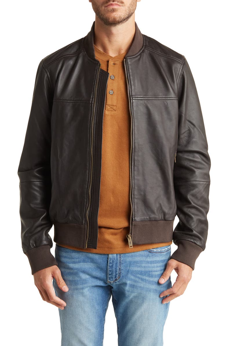 Rodd & Gunn Clova Bay Leather Jacket, Main, color, Chocolate