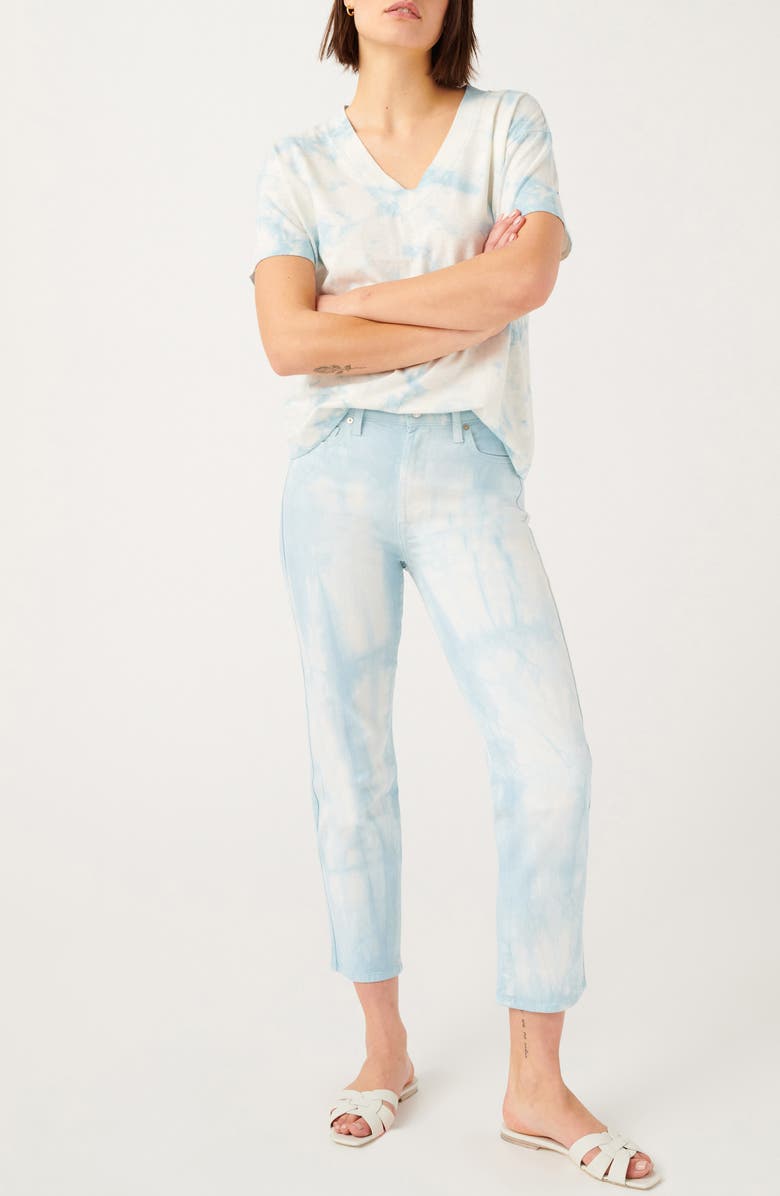 7 For All Mankind <sup>®</sup> High Waist Crop Straight Leg Jeans, Alternate, color, Tie Dye Sky