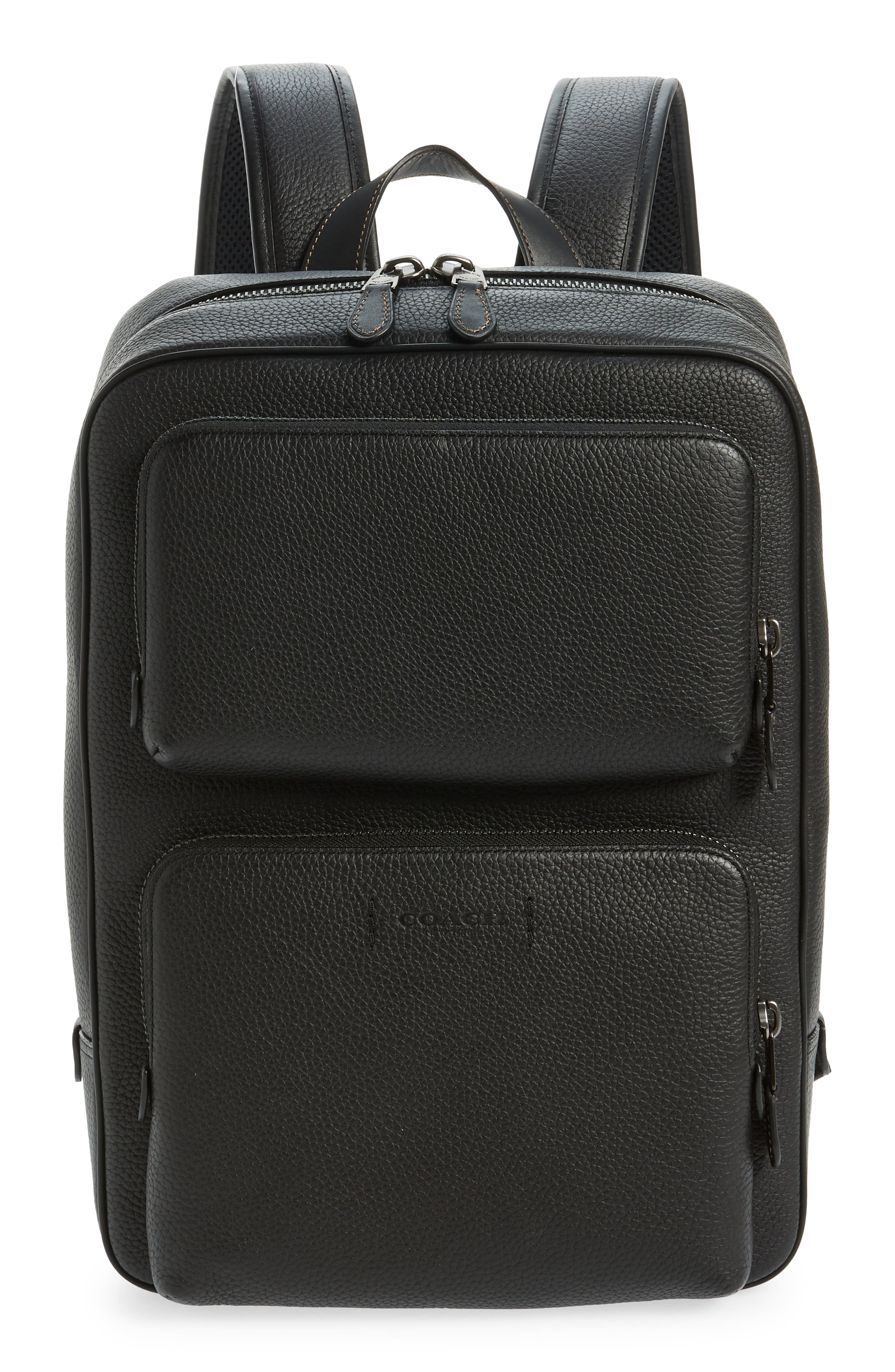 COACH Gotham Leather Backpack, Main, color, 