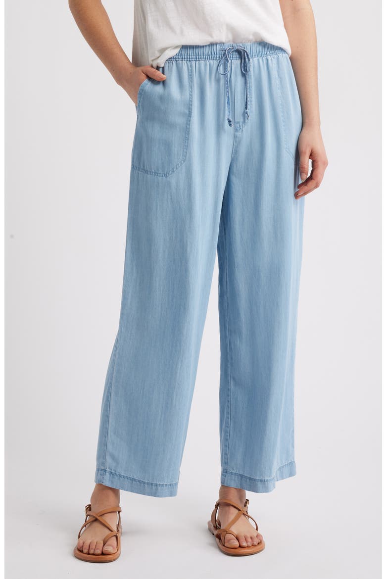 Inaya Chambray Drawstring Pants, Main, color, LIGHT WASH