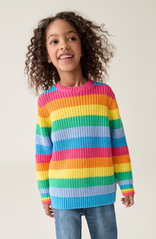 Little Bird Kids' Rainbow Stripe Cotton Sweater In Pink