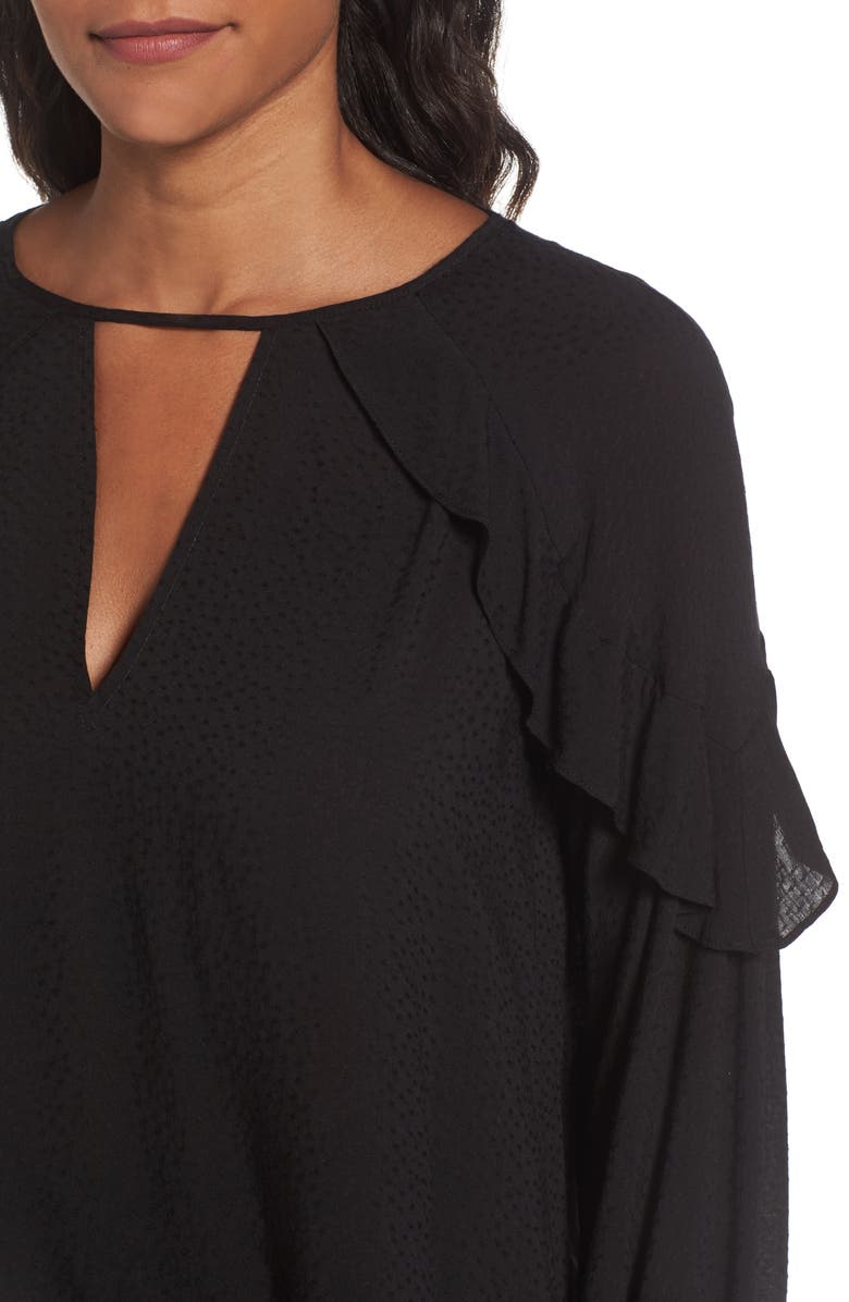 All in Favor Textured Ruffle Blouse, Alternate, color, 