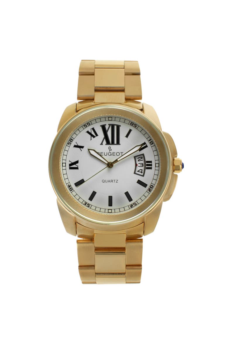 Status Large Face  Calendar Bracelet Watch - 42MM, Main, color, Gold