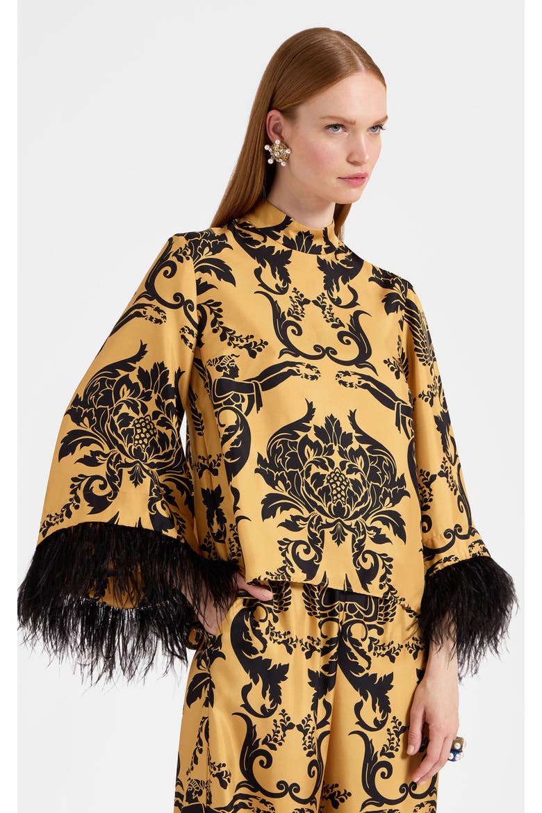 Make An Exit Top With Feathers Cherubs Gold, Main, color, Cherubs Gold