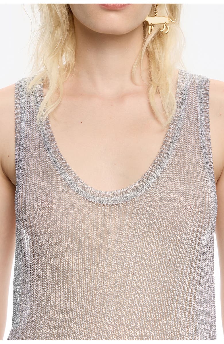 Bimba y Lola Lurex Knit Top, Alternate, color, Silver