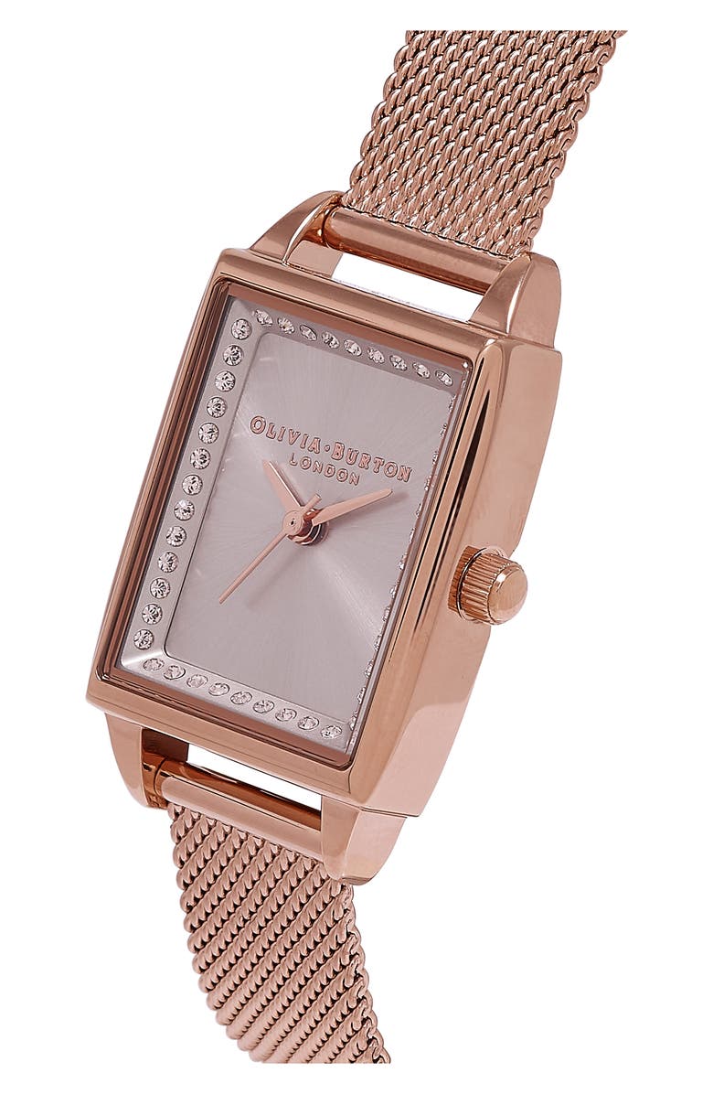 Olivia Burton Classics Rectangular Mesh Strap Watch, 20mm, Alternate, color, 