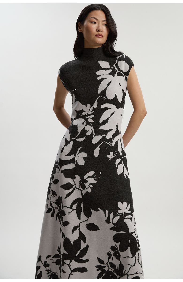 Karen Millen Jacquard Floral Knitted Maxi Dress, Alternate, color, Dark Grey