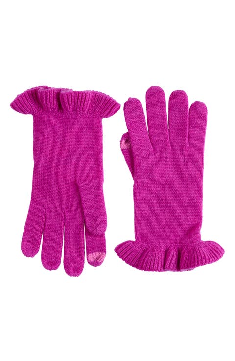 Ruffle Cuff Cashmere Gloves