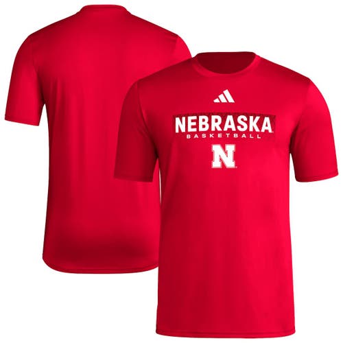 Adidas Originals Adidas Scarlet Nebraska Huskers Locker On-court In The Fade Pregame Aeroready T-shirt In Red