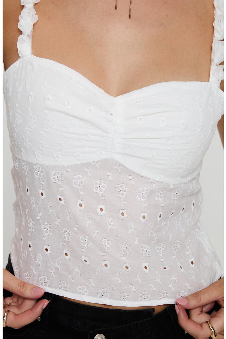 Franca Eyelet Rosette Strap Tank, Alternate, color, WHITE