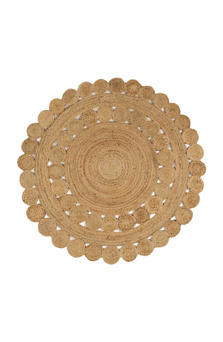 JONATHAN Y Bodhi Round Natural Jute hippie Circle Natural Round Area Rug, Main, color, Natural