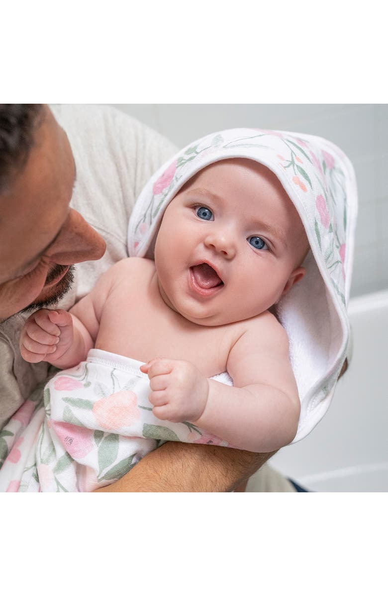 aden + anais 2-Pack Cotton Washcloth & Hooded Towel, Alternate, color, Ma Fleur Pink