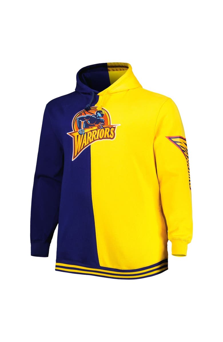 Mitchell & Ness Men's Mitchell & Ness Navy/Gold Golden State Warriors Big & Tall Hardwood Classics Split Pullover Hoodie, Alternate, color, Navy