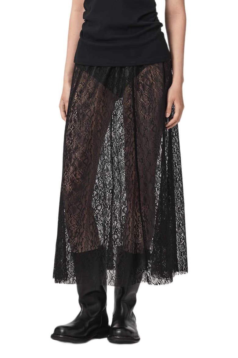 Arran Snakeskin Texture Maxi Skirt, Main, color, BLACK