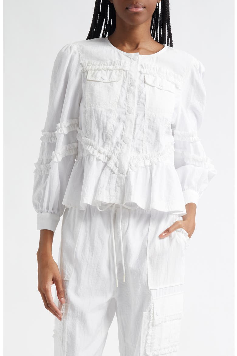 Kumiko Ruffle Peplum Jacket, Main, color, WHITE