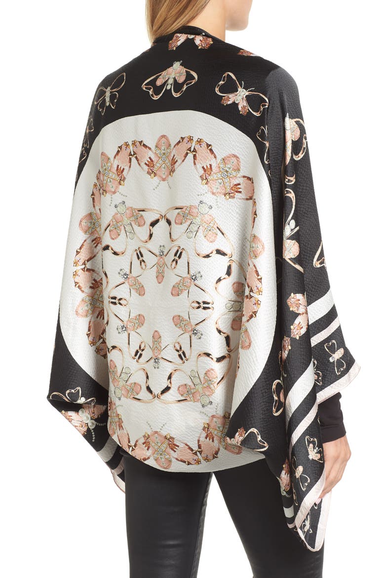 Queen Bee Silk Cape Scarf, Alternate, color, 00-BLACK