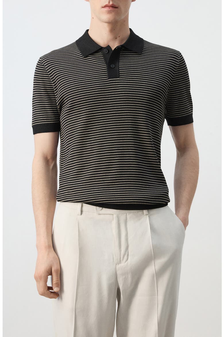 Stripe Polo, Main, color, BLACK