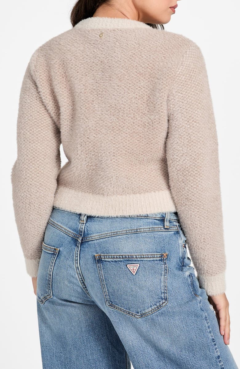 GUESS Bow Jacquard Crop Sweater, Alternate, color, Beige