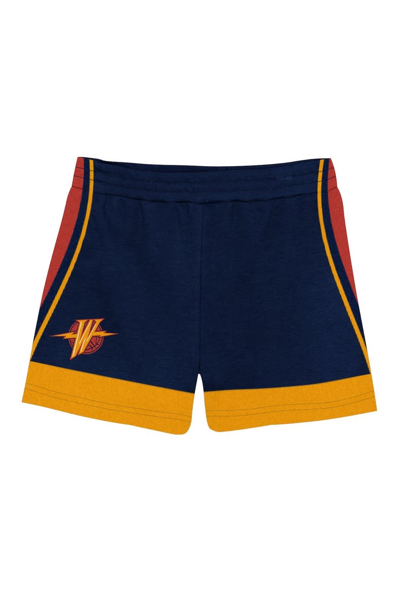 Preschool Mitchell & Ness Stephen Curry Navy Golden State Warriors Play by Place Two-Pack T-Shirt & Shorts Set, Alternate, color, Navy