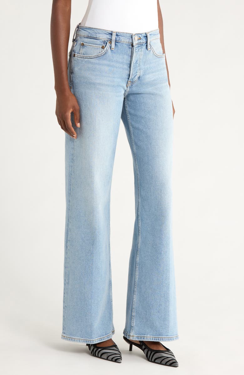 Re/Done Mid Rise Embellished Appliqué Wide Leg Jeans, Alternate, color, Mid 90S