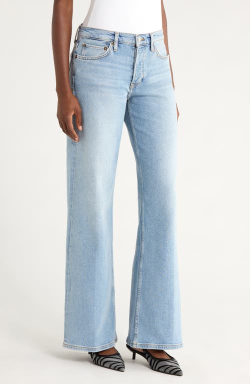 Re/done High Waist Raw Hem Wide Leg Crop Jeans In Blue