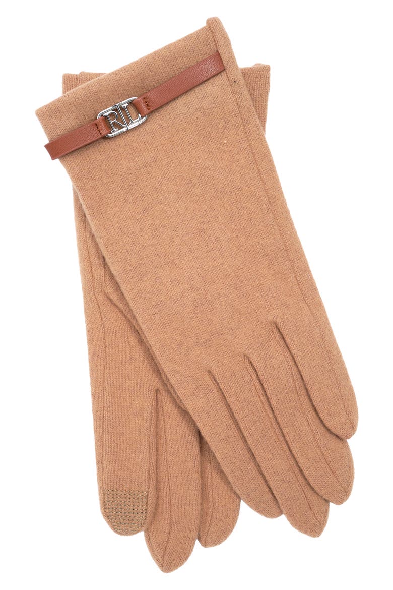 Oval Logo Bracelet Wool & Cashmere Blend Gloves, Alternate, color, CLASSIC CAMEL