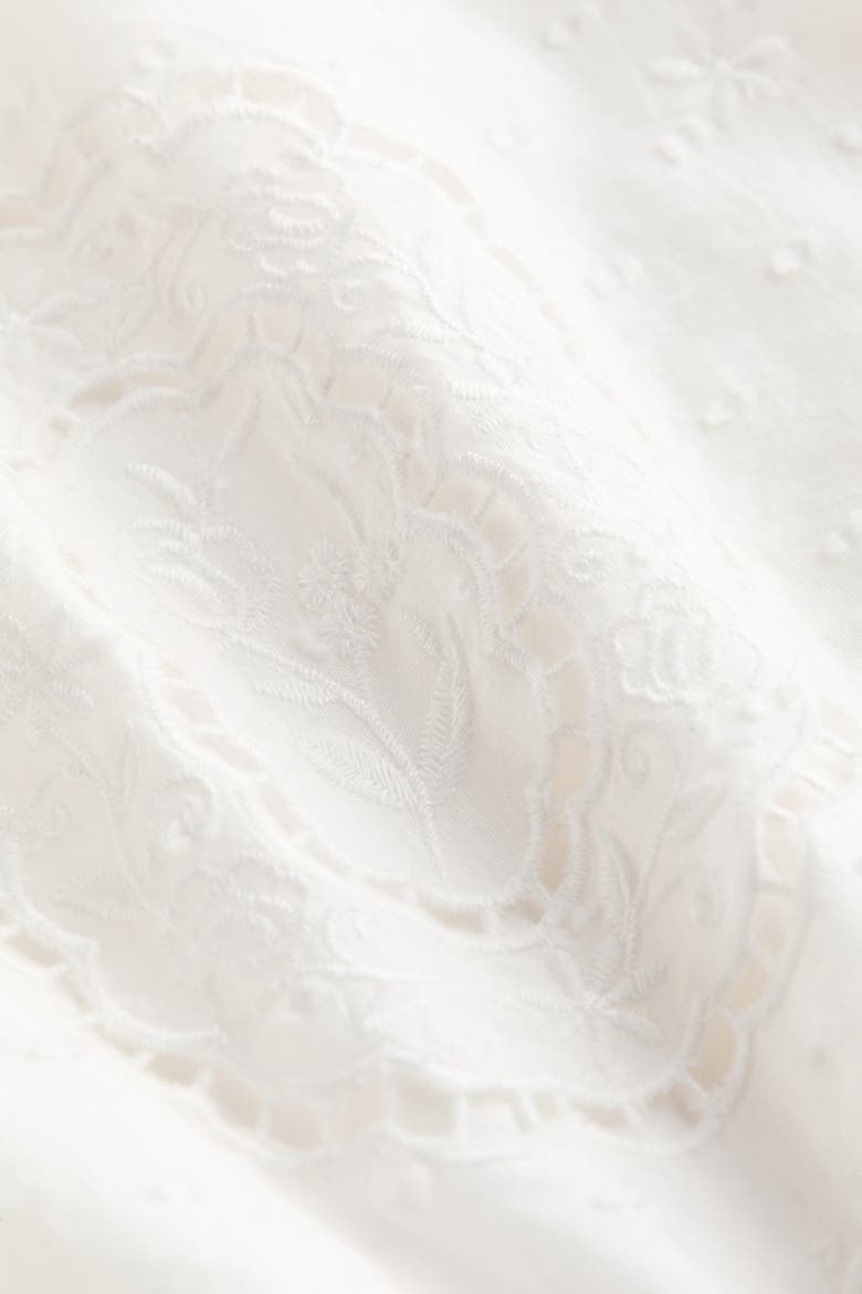 Cape-detail Dress With Eyelet Embroidery, Alternate, color, White