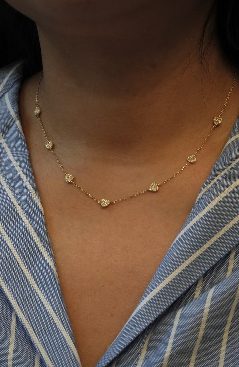 Argento Vivo Sterling Silver Heart Station Necklace, Alternate, color, 