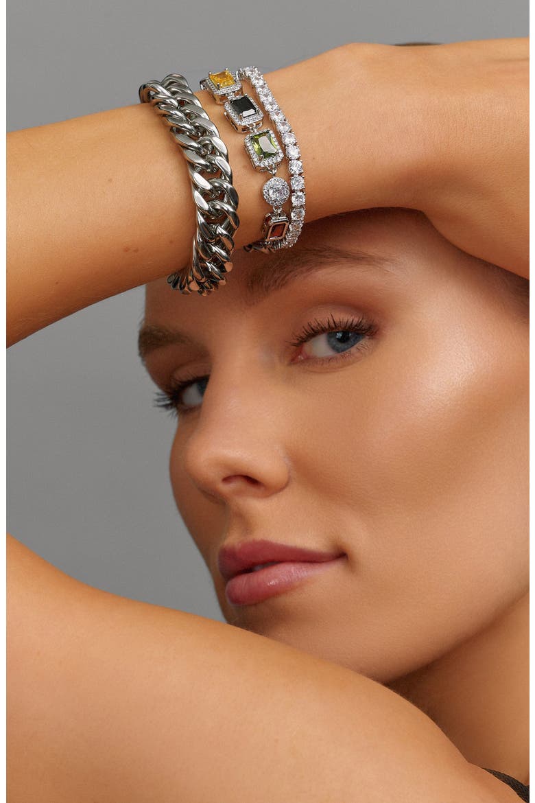 Silver Crystal Gem Bracelet, Alternate, color, Silver