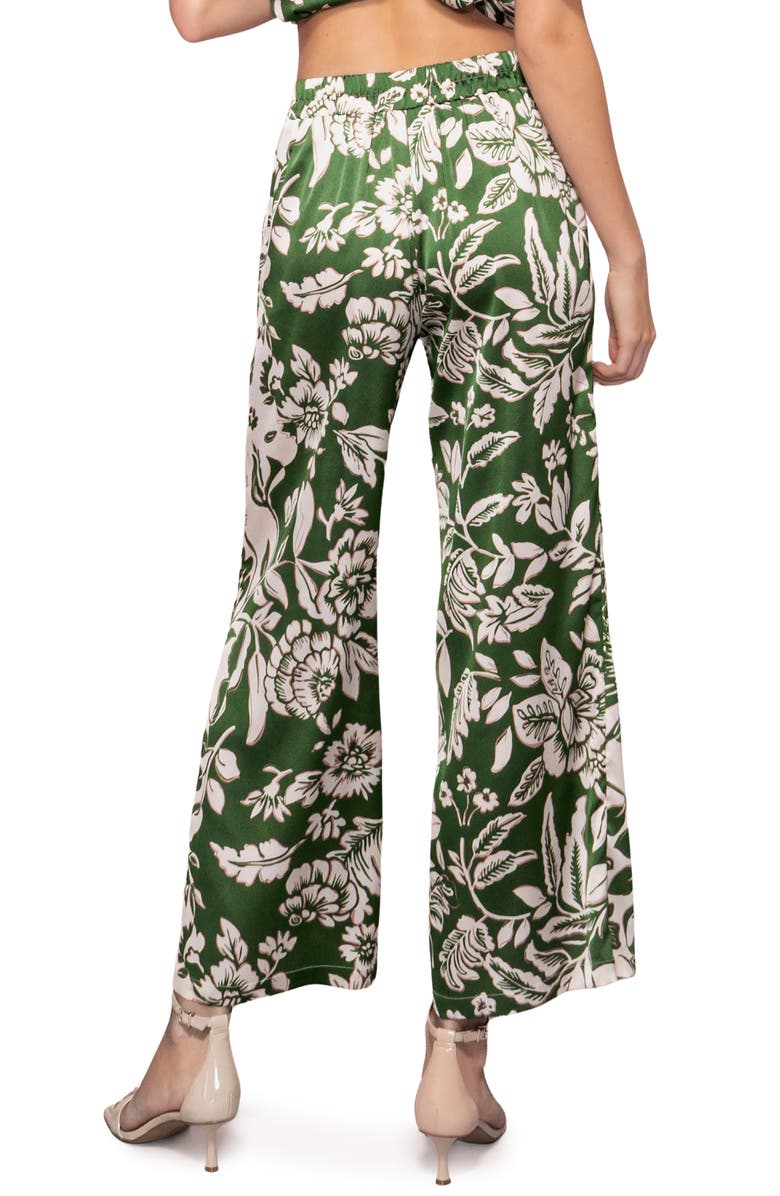 MELLODAY Floral Satin Pants, Alternate, color, Green Floral